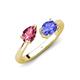 4 - Afra 1.55 ctw Pink Tourmaline Pear Shape (7x5 mm) & Tanzanite Oval Shape (7x5 mm) Toi Et Moi Engagement Ring 