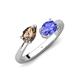 4 - Afra 1.50 ctw Smoky Quartz Pear Shape (7x5 mm) & Tanzanite Oval Shape (7x5 mm) Toi Et Moi Engagement Ring 