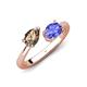4 - Afra 1.50 ctw Smoky Quartz Pear Shape (7x5 mm) & Tanzanite Oval Shape (7x5 mm) Toi Et Moi Engagement Ring 