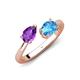 4 - Afra 1.65 ctw Amethyst Pear Shape (7x5 mm) & Blue Topaz Oval Shape (7x5 mm) Toi Et Moi Engagement Ring 