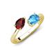 4 - Afra 1.90 ctw Red Garnet Pear Shape (7x5 mm) & Blue Topaz Oval Shape (7x5 mm) Toi Et Moi Engagement Ring 