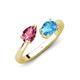4 - Afra 1.70 ctw Pink Tourmaline Pear Shape (7x5 mm) & Blue Topaz Oval Shape (7x5 mm) Toi Et Moi Engagement Ring 