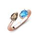 4 - Afra 1.65 ctw Smoky Quartz Pear Shape (7x5 mm) & Blue Topaz Oval Shape (7x5 mm) Toi Et Moi Engagement Ring 