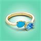 3 - Afra 1.35 ctw Turquoise Pear Shape (7x5 mm) & Blue Topaz Oval Shape (7x5 mm) Toi Et Moi Engagement Ring 