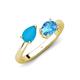 4 - Afra 1.35 ctw Turquoise Pear Shape (7x5 mm) & Blue Topaz Oval Shape (7x5 mm) Toi Et Moi Engagement Ring 