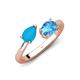 4 - Afra 1.35 ctw Turquoise Pear Shape (7x5 mm) & Blue Topaz Oval Shape (7x5 mm) Toi Et Moi Engagement Ring 