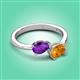 3 - Afra 1.37 ctw Amethyst Pear Shape (7x5 mm) & Citrine Oval Shape (7x5 mm) Toi Et Moi Engagement Ring 