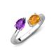 4 - Afra 1.37 ctw Amethyst Pear Shape (7x5 mm) & Citrine Oval Shape (7x5 mm) Toi Et Moi Engagement Ring 