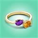 3 - Afra 1.37 ctw Amethyst Pear Shape (7x5 mm) & Citrine Oval Shape (7x5 mm) Toi Et Moi Engagement Ring 