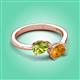3 - Afra 1.52 ctw Peridot Pear Shape (7x5 mm) & Citrine Oval Shape (7x5 mm) Toi Et Moi Engagement Ring 