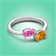3 - Afra 1.62 ctw Pink Sapphire Pear Shape (7x5 mm) & Citrine Oval Shape (7x5 mm) Toi Et Moi Engagement Ring 
