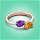 3 - Afra 1.37 ctw Amethyst Pear Shape (7x5 mm) & Citrine Oval Shape (7x5 mm) Toi Et Moi Engagement Ring 