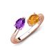 4 - Afra 1.37 ctw Amethyst Pear Shape (7x5 mm) & Citrine Oval Shape (7x5 mm) Toi Et Moi Engagement Ring 