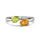 1 - Afra 1.52 ctw Peridot Pear Shape (7x5 mm) & Citrine Oval Shape (7x5 mm) Toi Et Moi Engagement Ring 