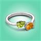 3 - Afra 1.52 ctw Peridot Pear Shape (7x5 mm) & Citrine Oval Shape (7x5 mm) Toi Et Moi Engagement Ring 