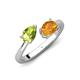 4 - Afra 1.52 ctw Peridot Pear Shape (7x5 mm) & Citrine Oval Shape (7x5 mm) Toi Et Moi Engagement Ring 