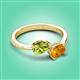 3 - Afra 1.52 ctw Peridot Pear Shape (7x5 mm) & Citrine Oval Shape (7x5 mm) Toi Et Moi Engagement Ring 