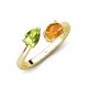 4 - Afra 1.52 ctw Peridot Pear Shape (7x5 mm) & Citrine Oval Shape (7x5 mm) Toi Et Moi Engagement Ring 