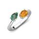 4 - Afra 1.58 ctw Lab Created Alexandrite Pear Shape (7x5 mm) & Citrine Oval Shape (7x5 mm) Toi Et Moi Engagement Ring 