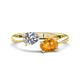1 - Afra 1.57 ctw Moissanite Pear Shape (7x5 mm) & Citrine Oval Shape (7x5 mm) Toi Et Moi Engagement Ring 