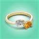 3 - Afra 1.57 ctw Moissanite Pear Shape (7x5 mm) & Citrine Oval Shape (7x5 mm) Toi Et Moi Engagement Ring 