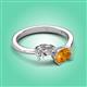 3 - Afra 1.57 ctw Moissanite Pear Shape (7x5 mm) & Citrine Oval Shape (7x5 mm) Toi Et Moi Engagement Ring 