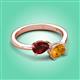 3 - Afra 1.62 ctw Red Garnet Pear Shape (7x5 mm) & Citrine Oval Shape (7x5 mm) Toi Et Moi Engagement Ring 
