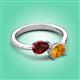 3 - Afra 1.62 ctw Red Garnet Pear Shape (7x5 mm) & Citrine Oval Shape (7x5 mm) Toi Et Moi Engagement Ring 