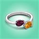 3 - Afra 1.62 ctw Rhodolite Garnet Pear Shape (7x5 mm) & Citrine Oval Shape (7x5 mm) Toi Et Moi Engagement Ring 