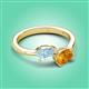 3 - Afra 1.32 ctw Aquamarine Pear Shape (7x5 mm) & Citrine Oval Shape (7x5 mm) Toi Et Moi Engagement Ring 