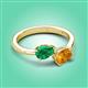 3 - Afra 1.52 ctw Emerald Pear Shape (7x5 mm) & Citrine Oval Shape (7x5 mm) Toi Et Moi Engagement Ring 