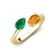 4 - Afra 1.52 ctw Emerald Pear Shape (7x5 mm) & Citrine Oval Shape (7x5 mm) Toi Et Moi Engagement Ring 