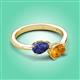 3 - Afra 1.32 ctw Iolite Pear Shape (7x5 mm) & Citrine Oval Shape (7x5 mm) Toi Et Moi Engagement Ring 
