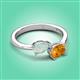 3 - Afra 1.07 ctw Opal Pear Shape (7x5 mm) & Citrine Oval Shape (7x5 mm) Toi Et Moi Engagement Ring 