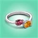 3 - Afra 1.42 ctw Pink Tourmaline Pear Shape (7x5 mm) & Citrine Oval Shape (7x5 mm) Toi Et Moi Engagement Ring 