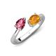 4 - Afra 1.42 ctw Pink Tourmaline Pear Shape (7x5 mm) & Citrine Oval Shape (7x5 mm) Toi Et Moi Engagement Ring 