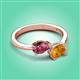 3 - Afra 1.42 ctw Pink Tourmaline Pear Shape (7x5 mm) & Citrine Oval Shape (7x5 mm) Toi Et Moi Engagement Ring 