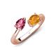 4 - Afra 1.42 ctw Pink Tourmaline Pear Shape (7x5 mm) & Citrine Oval Shape (7x5 mm) Toi Et Moi Engagement Ring 