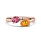 1 - Afra 1.42 ctw Pink Tourmaline Pear Shape (7x5 mm) & Citrine Oval Shape (7x5 mm) Toi Et Moi Engagement Ring 