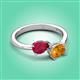 3 - Afra 1.67 ctw Ruby Pear Shape (7x5 mm) & Citrine Oval Shape (7x5 mm) Toi Et Moi Engagement Ring 