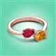 3 - Afra 1.67 ctw Ruby Pear Shape (7x5 mm) & Citrine Oval Shape (7x5 mm) Toi Et Moi Engagement Ring 