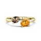 1 - Afra 1.37 ctw Smoky Quartz Pear Shape (7x5 mm) & Citrine Oval Shape (7x5 mm) Toi Et Moi Engagement Ring 