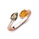 4 - Afra 1.37 ctw Smoky Quartz Pear Shape (7x5 mm) & Citrine Oval Shape (7x5 mm) Toi Et Moi Engagement Ring 