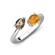 4 - Afra 1.37 ctw Smoky Quartz Pear Shape (7x5 mm) & Citrine Oval Shape (7x5 mm) Toi Et Moi Engagement Ring 