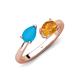 4 - Afra 1.07 ctw Turquoise Pear Shape (7x5 mm) & Citrine Oval Shape (7x5 mm) Toi Et Moi Engagement Ring 