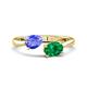 1 - Afra 1.55 ctw Tanzanite Pear Shape (7x5 mm) & Emerald Oval Shape (7x5 mm) Toi Et Moi Engagement Ring 