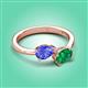 3 - Afra 1.55 ctw Tanzanite Pear Shape (7x5 mm) & Emerald Oval Shape (7x5 mm) Toi Et Moi Engagement Ring 