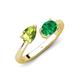 4 - Afra 1.60 ctw Peridot Pear Shape (7x5 mm) & Emerald Oval Shape (7x5 mm) Toi Et Moi Engagement Ring 