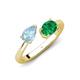 4 - Afra 1.40 ctw Aquamarine Pear Shape (7x5 mm) & Emerald Oval Shape (7x5 mm) Toi Et Moi Engagement Ring 