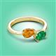3 - Afra 1.45 ctw Citrine Pear Shape (7x5 mm) & Emerald Oval Shape (7x5 mm) Toi Et Moi Engagement Ring 